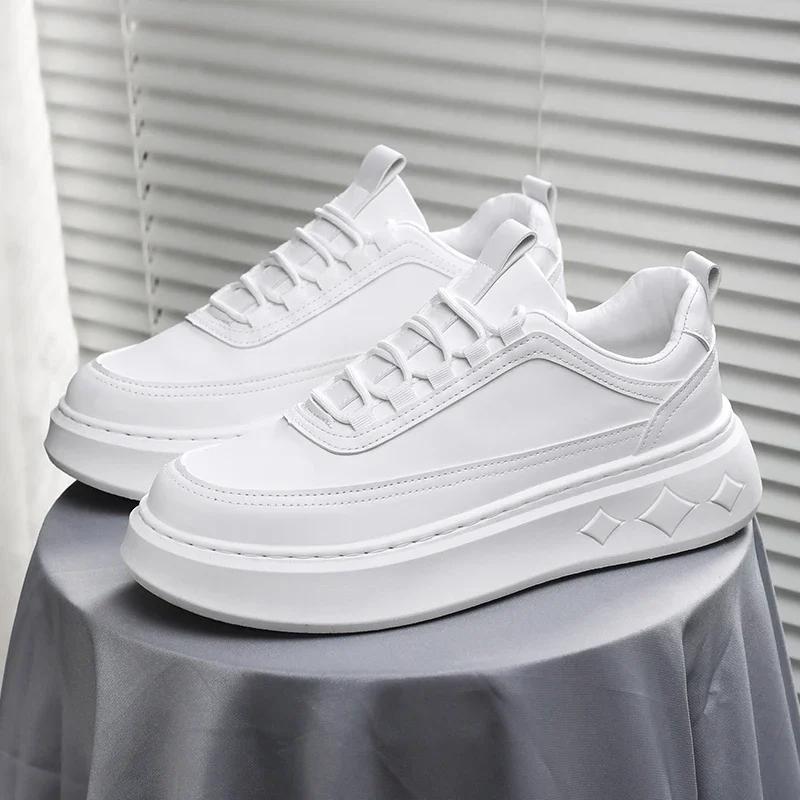 White Men Skateboarding Shoes Outdoor Running Sneakers Platform Casual Shoes Breathable Mens Sports Shoes Light Walking Shoes