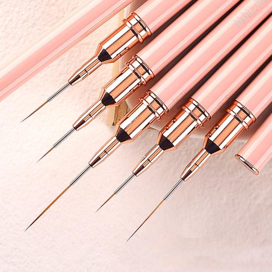 Yousheng Nail Art Konturpinsel Pinker Stifthalter Flexible Borsten Glattes Zeichnen Acrylstab Nagelzeichenpinsel Liner Pinsel Nagelstudiobedarf