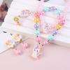 Ensemble Collier Bracelet pour Enfants Mignon Dessin Animé Licorne Filles Collier Étudiant Perles Zircon
