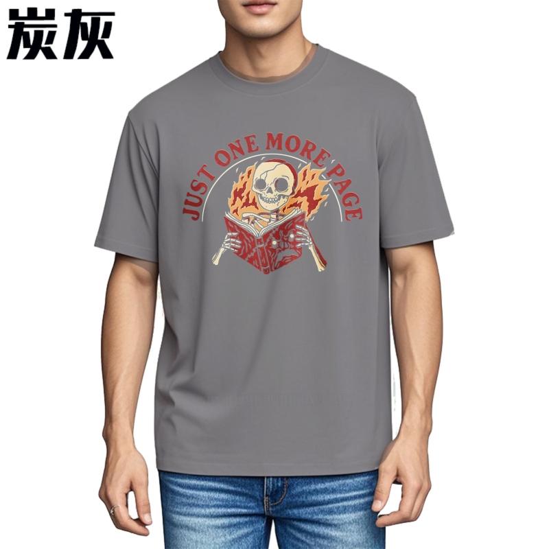 Casual summer For him t shirt Skeleton Reading Book With Flames Short Sleeve Workout O Neck tees men cotton tshirt male tops