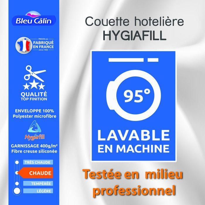 Couette Hotelière Hygiafill 220 x 240 cm pour lit 2 places 140 x 190 cm à 160 x 200 cm - Blanc - 220 x 240 cm pour lit 2 places