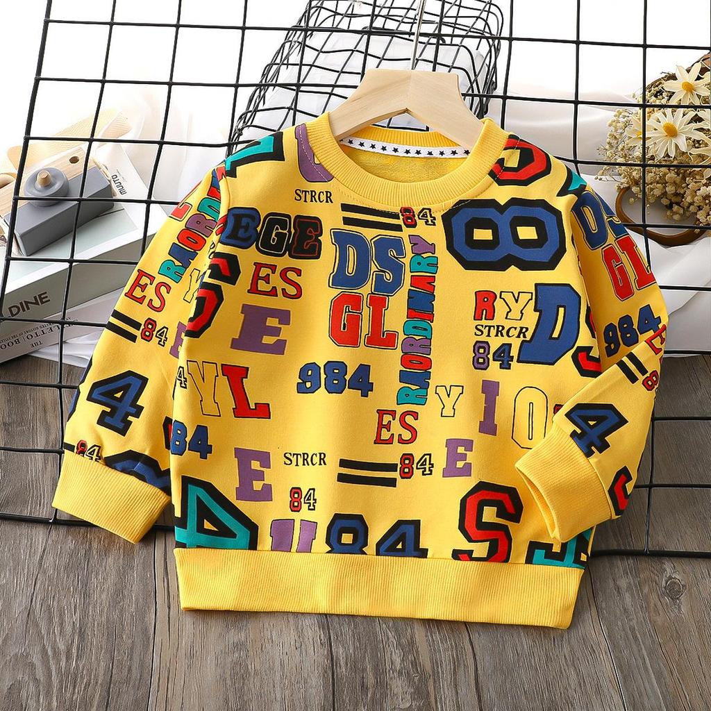 Kinderkleidung Kinderpullover Herbst Langarm T-Shirt Einzeloberteil für Jungen und Mädchen Babypullover