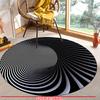 Optical Illusion Spiral Round Rug Black White Modern Art Flannel Floor Mat for Living Room Office Gaming Room Visual DepthDesign