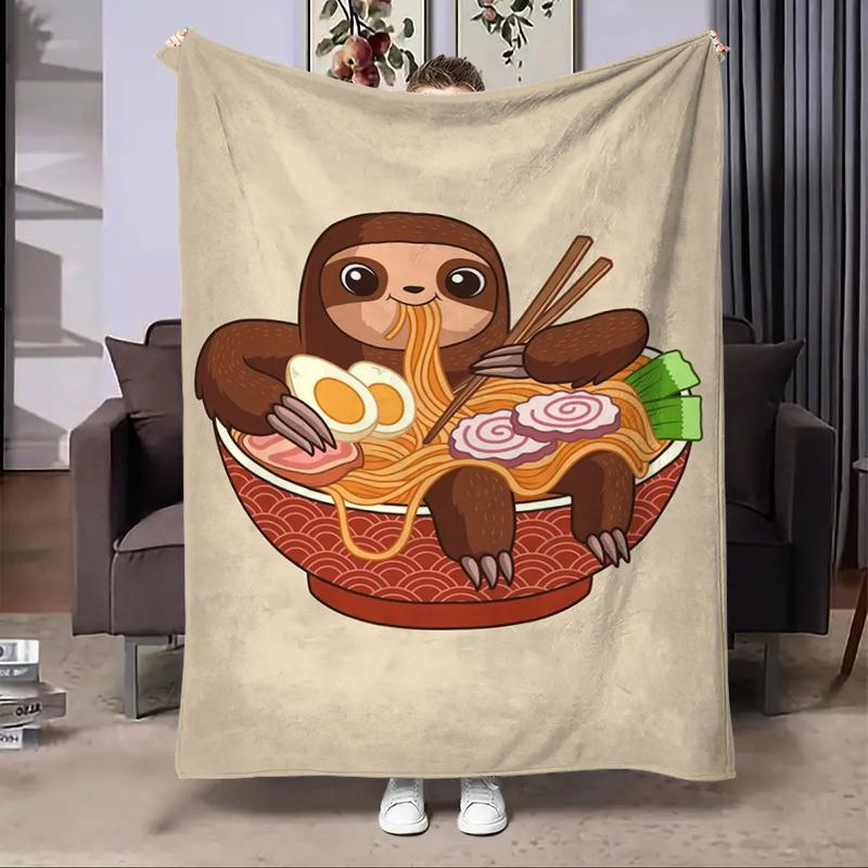 8 Sizes Anime Ramen Printed Blanket Warm Soft and Comfortable Home Travel Blanket Sofa Bedding Cover Blanket Kids Gamer Gift