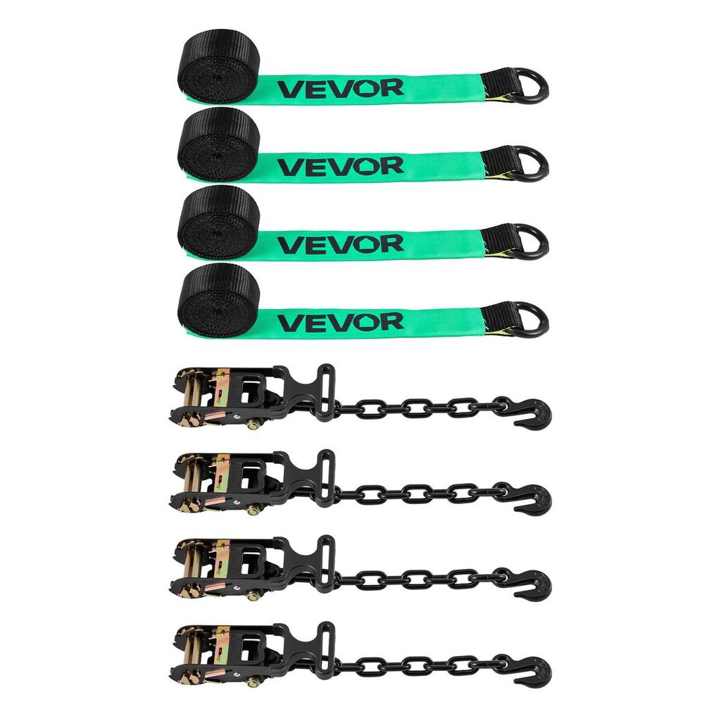 Wheel Chock Tie-Down Kit, Tire-Style Tow Dolly Strap, Car Tie Down Kit with Heavy-Duty Hook, Break Strength 4540 kg & Working Load 1512 kg Motorcycle