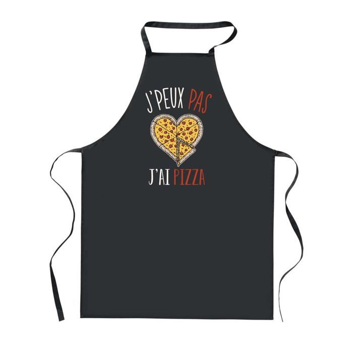 Kitchen Apron - PLANETEE - I Can't Pizza - Black - 90x60 Cm - Durable Polyester