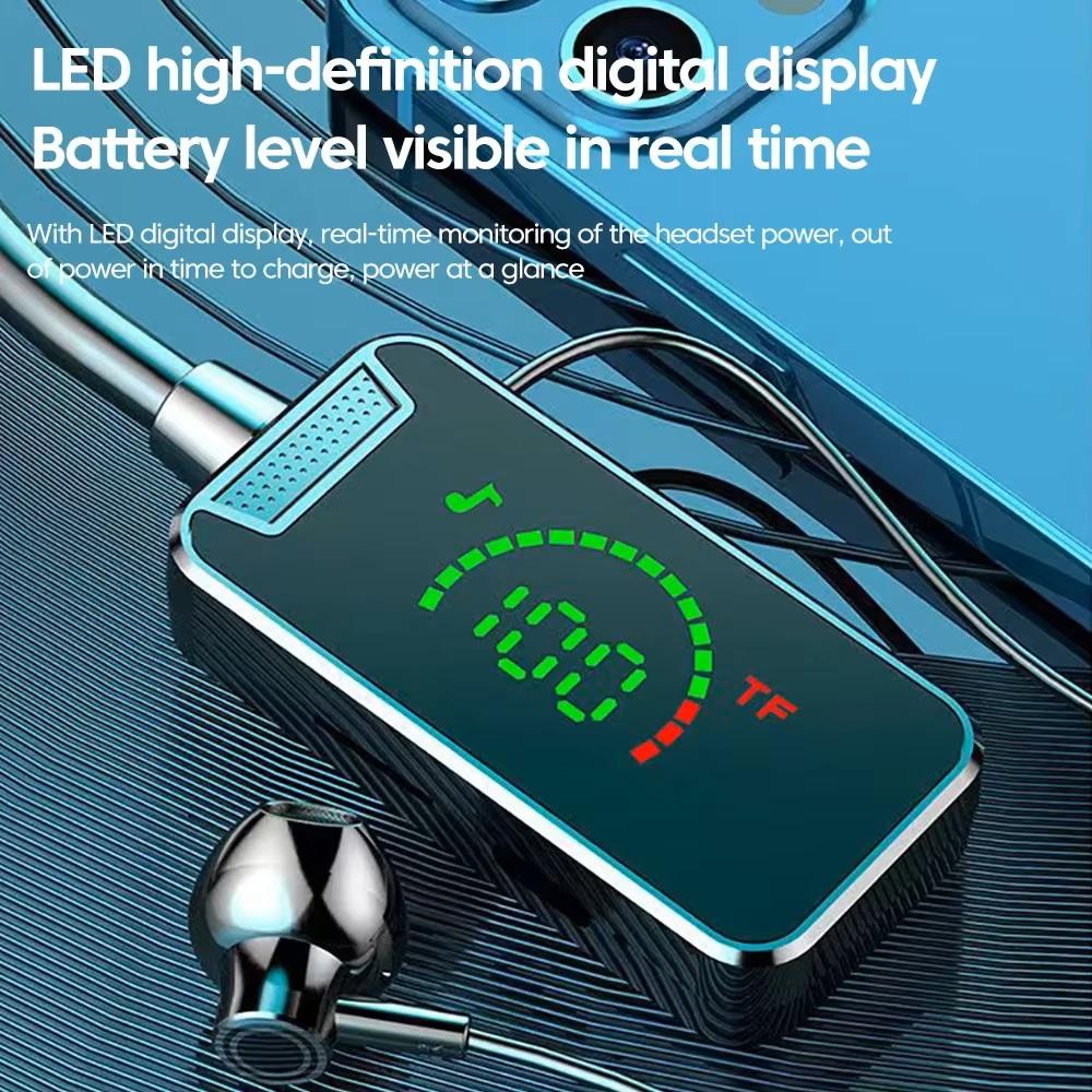 Bluetooth Headphones 5.3 Smart Digital Display Ultra-Long Standby SD Earphone