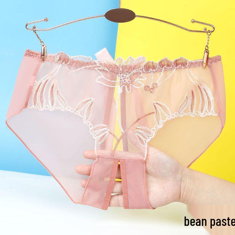 Yan Beiwei Plus Size Open Crotch Lace Lingerie - Transparent One-Piece Panties for Women