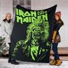 1pc Iron Maiden Outdoor Flannel Blanket Gift For Boys Girls Adults, Family Friends