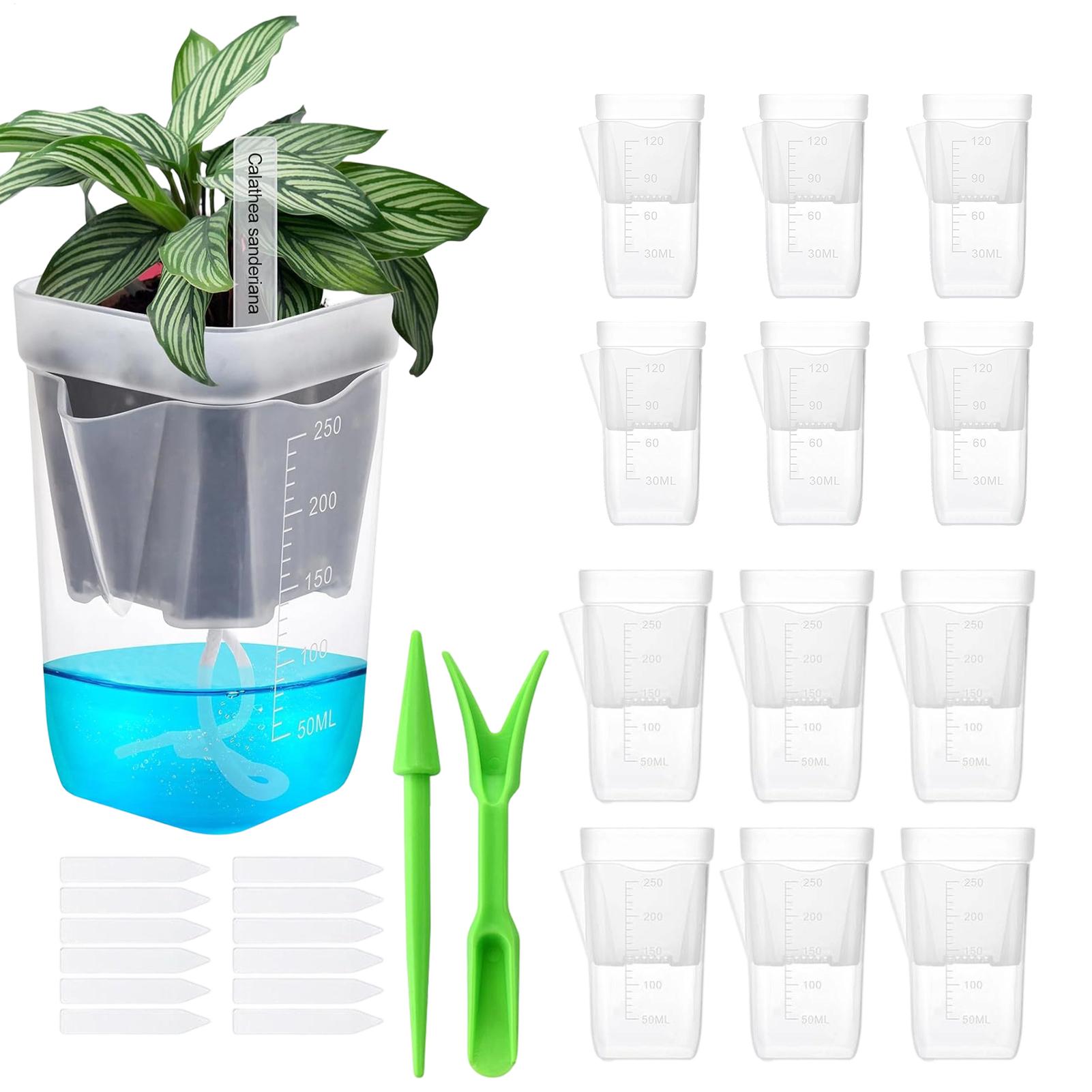 

12pcs 2/2.5 Inch Small Self Absorbing Flowerpot Clear Hydroponic Cups With Drainage Holes Nursery Pots With Water LevelIndicator China Mainland