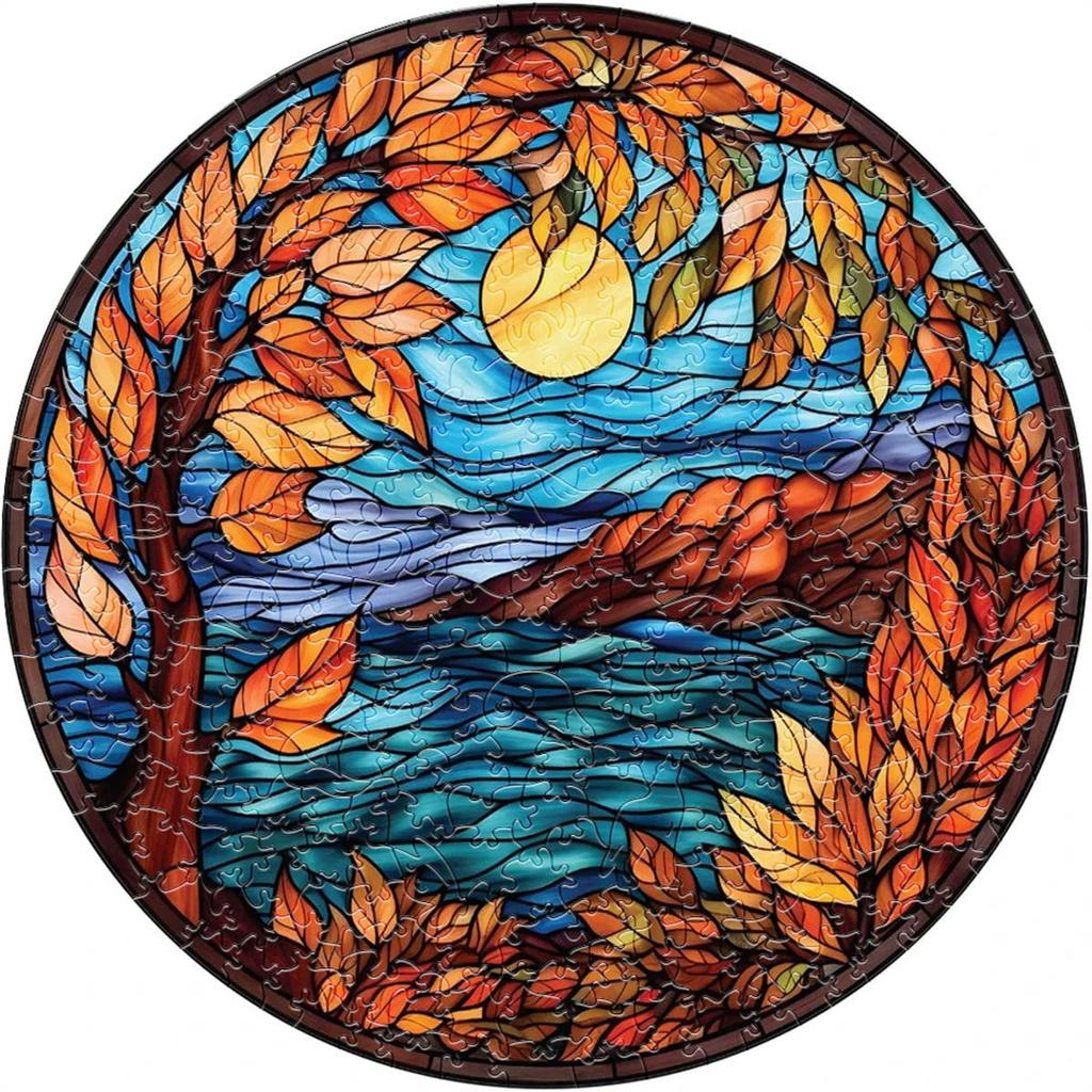 Round Home Decor Draw Unique Wooden Puzzles Ideal for Learning Playthings Adultsblue sky Thinking Puzzles Games Wooden Jigsaw Crafts Present