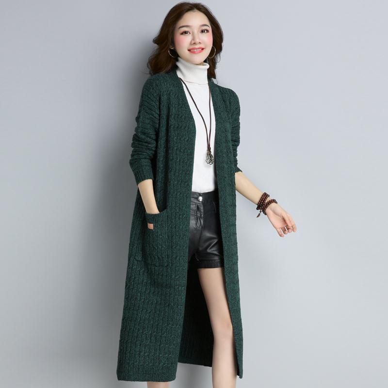 Long Sweater Cardigan for Women Korean-style Loose Knitted Coat Stylish Spring and Autumn Long-sleeved Knitted Cardigan