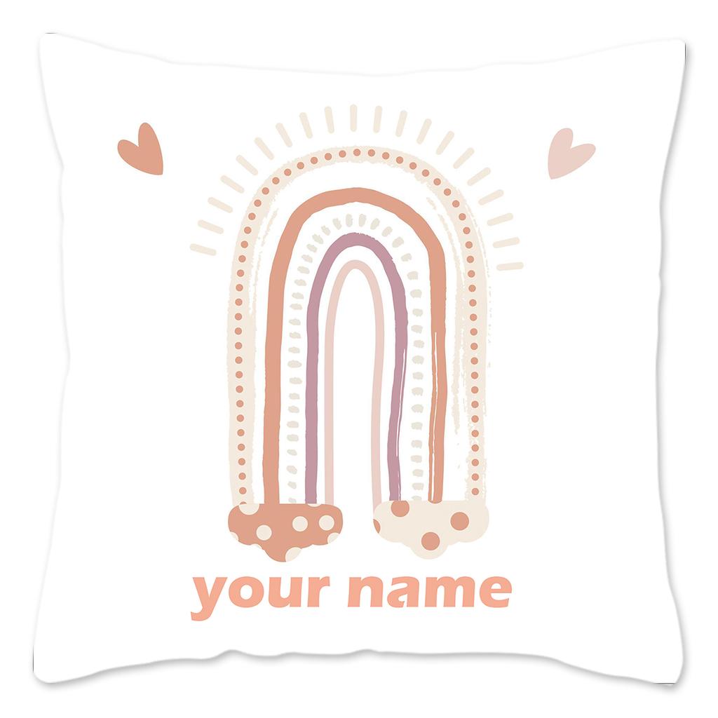 Rainbow Print Custom Cushion Cover Adult Children Personalized Name Customize Pillowcase Home Housewarming Birthday Gifts
