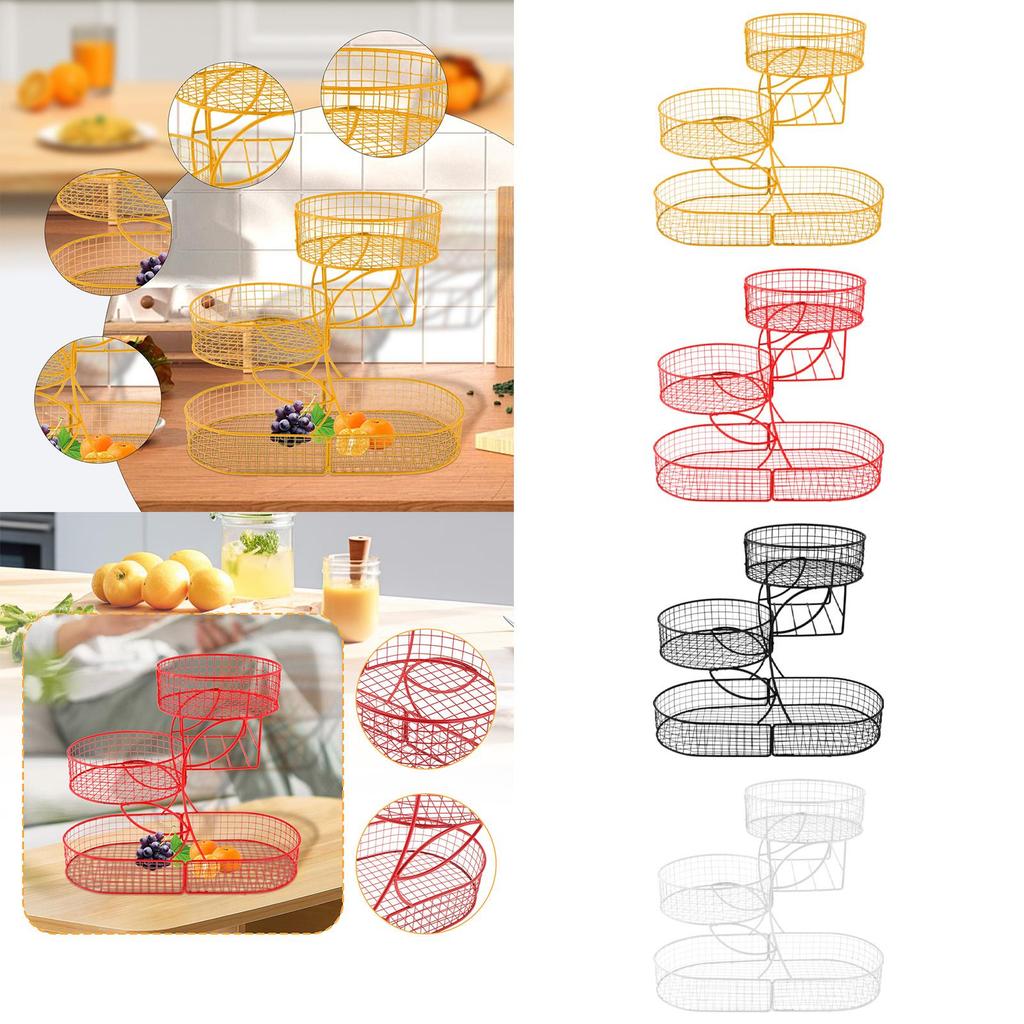 Fruit Basket 3 Tiered Vegetable Rack Kitchen Counter Multiuse Metal Fruit Bowl Organizer for Potato Snack Dining Room Table