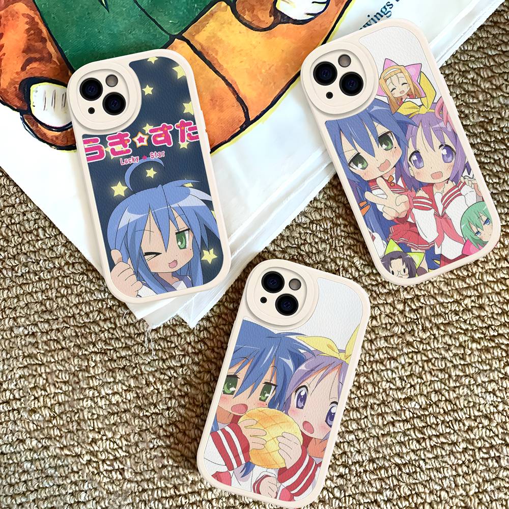 K-Konata Izumi Lucky S-Star Phone Case For IPhone 11 12 13 14 15 16 Pro Max Plus Leather Cover