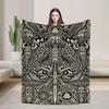Viking Mythology Flannel Blanket, Norse Odin Yggdrasil Throw Blanket, Dark Gothic Rune Room Decor, Unique Viking Warrior Gift