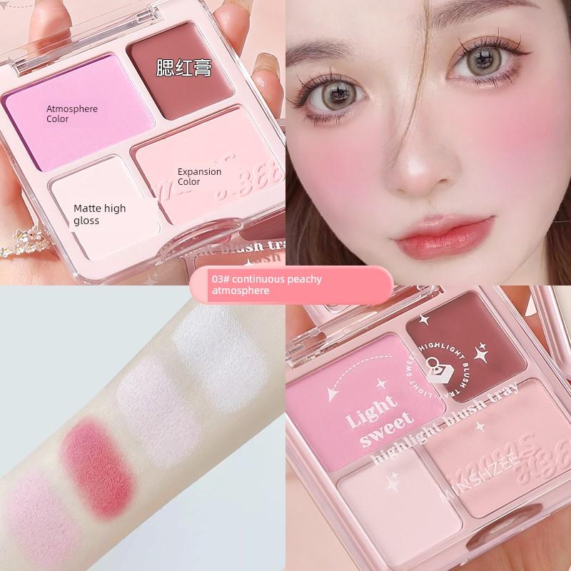 Chen Shi'an Recommend Four-Color Blush Highlighting Powder Blusher Red Rouge Matte Expansion Color 2024 New Arrival