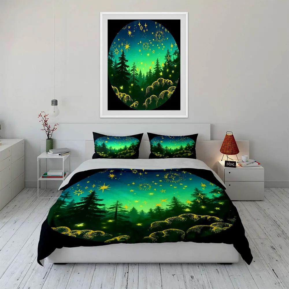 "Starry Night Forest Decor Set" Soft Comfortable Duvet Cover Bedding Set Included 1*Duvet Cover & 2*Pillowcases, gift