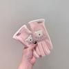 Kids Winter Warm Fleece Lined Fingered Gloves Outdoor Cycling Windproof Cold Weather Protection Unisex