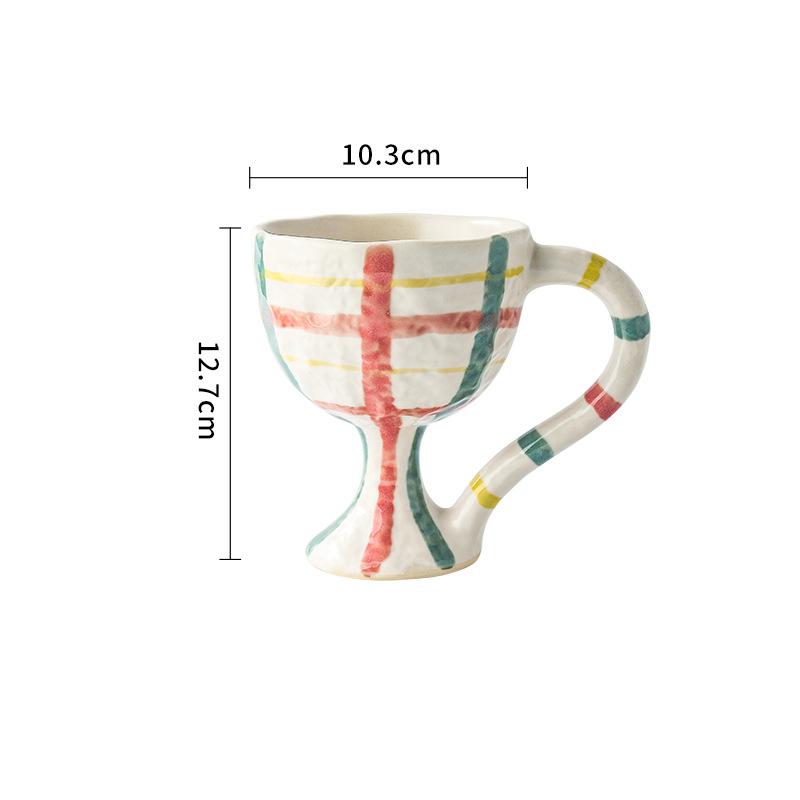 Minimalist and Niche Style Ceramic Coffee Cup Striped Leopard Print Decorative Cup Breakfast Milk Cup Funny Ceramic Cup Gift