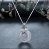Women Baguette Cut Double Layer Circular Pendant Necklace with Sparkling Stone Bail Elegant Statement Jewelry for Daily and Party Wear