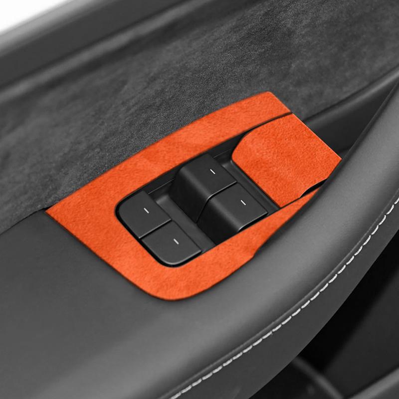 For Tesla Model 3 Y - Window Switch Lifter Panel Trim Frame Sticker Tuning Made of Alcantara Car Interior Accessories
