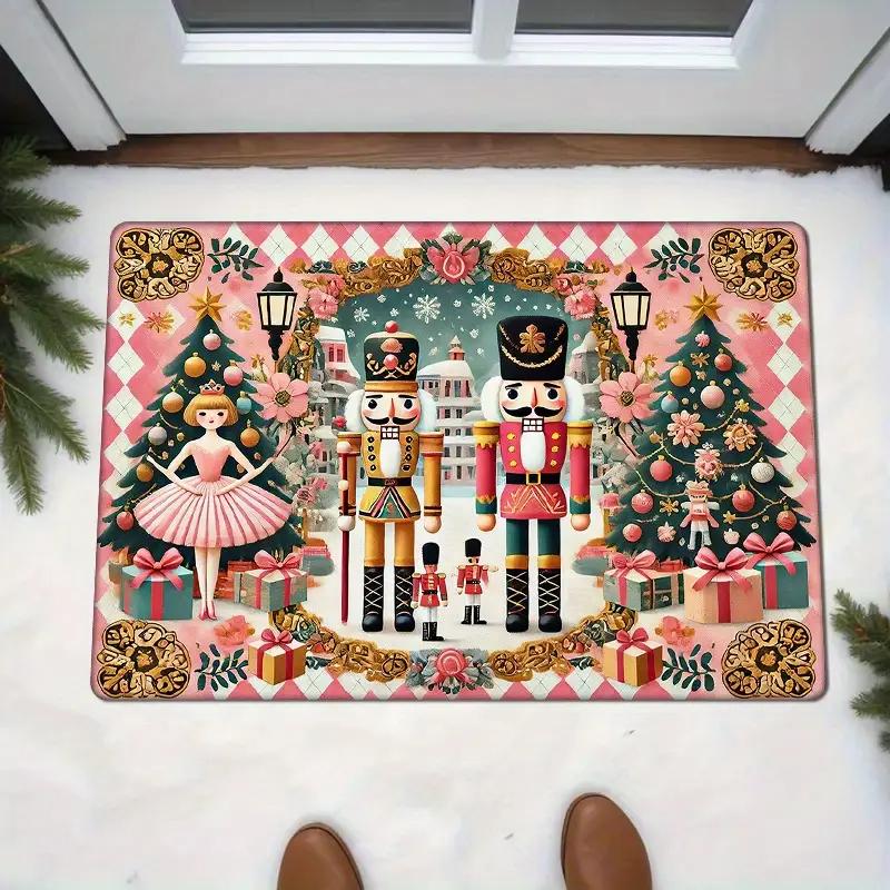 Pink Nutcracker Rug, Non-Slip Absorbent Kitchen & Bathroom Mat, Indoor/Outdoor Entrance Doormat for Home Décor