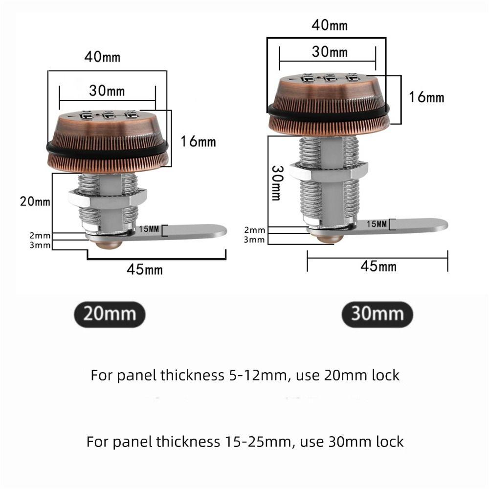3-stelliges Passwortschrankschloss Zink Zink Zinklegierung Aktenschubladenschlösser mit Schraube Passwortcodiertes Schloss Schränke