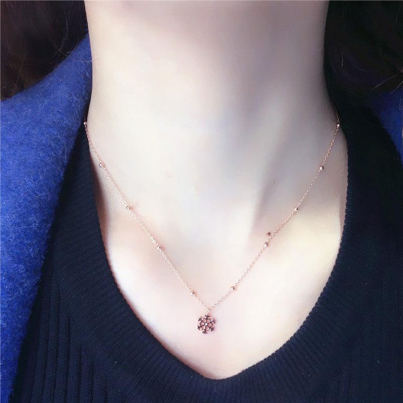 Purple Gold Necklace Rose Gold Plated Color Gold Exquisite Small Fresh Collarbone Chain Snowflake Set Chain