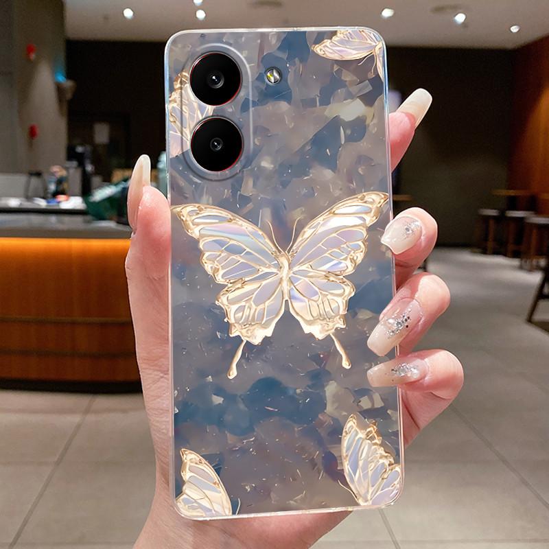Phone Case For Redmi Turbo 5 / Poco X8 Pro 5G Fundas Capa Butterfly Bow Protective Casing Transparent Soft Silicone TPU Cover