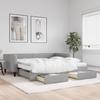 Vidaxl Extendable Sofa With Drawers, Light Gray, 100X200 Cm, Fabric