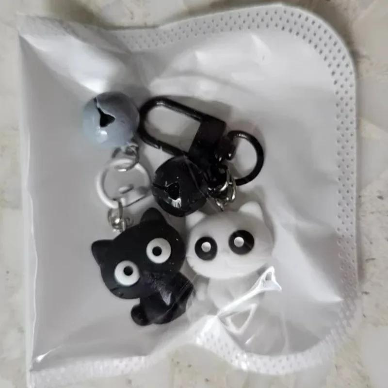 1pc/2pcs Cute Black White Cat Keychain Funny Creative Versatile Pendant Backpack Hangings Key Ring Accessories Jewelry Gifts