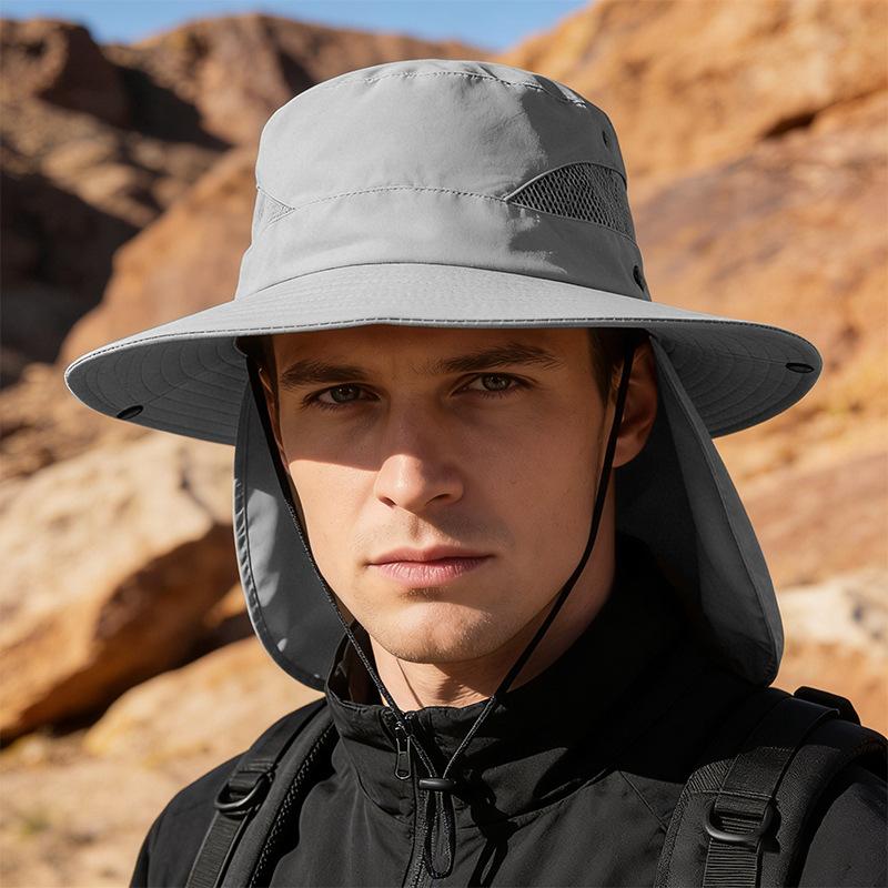 Sunscreen hat men's new sunshade fishing hat sun hat men's large brim UV protection bucket hat