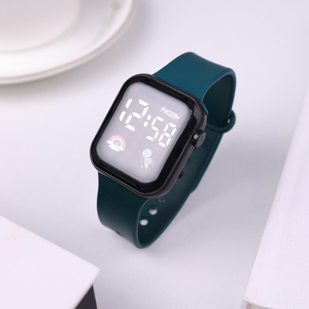 

Astronaut Rainbow LED Square Watch: Casual Digital Sports Watch for Students, Men & Women