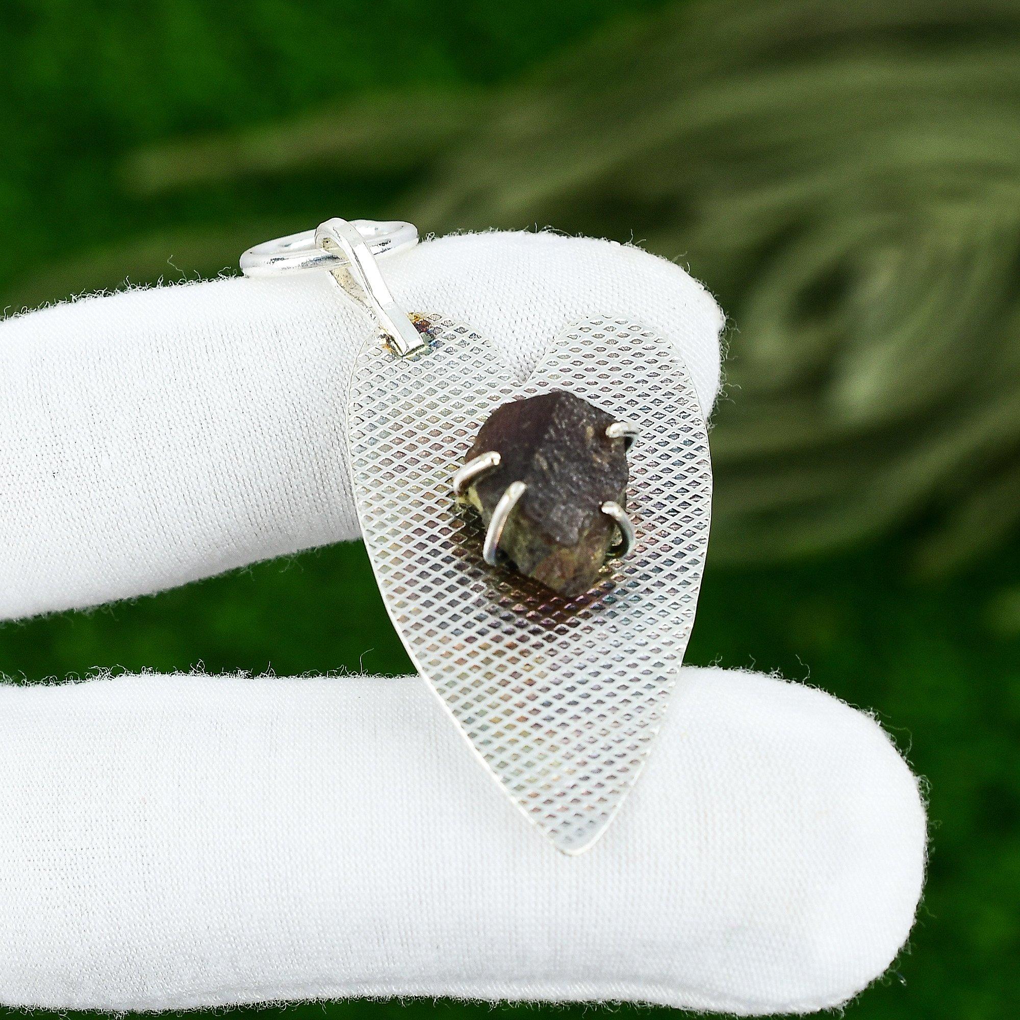 

925 Sterling Silver Pentagon Natural Morganite Rough Anniversary Pendant Jewelry