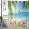Zasłona prysznicowa Muszla rozgwiazdy, Ocean Plaża Wyspa Palma Delfin Muszla rozgwiazdy Dekoracyjna zasłona prysznicowa do łazienki, Wodoodporna