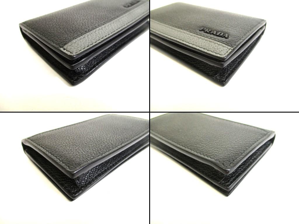 Authentic PRADA Black Grain Leather Card Case Card Holder #b085  Seller refurbished