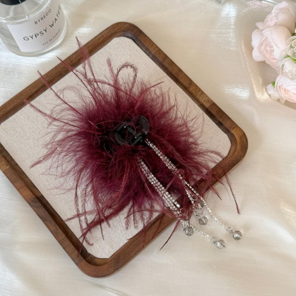 Autumn and Winter New Style Super Fairy Feather Catch Clip Large Hair Volume Large Back of The Head Shark Clip Pure Desire Wind Hair Clip Headdress