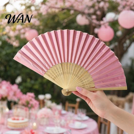 Lightweight Bamboo Fan Chinese Style Silk Folding Fan, Ribs Decorative Handheld Summer Cooling Portable Party Favors for Men Women Wooden