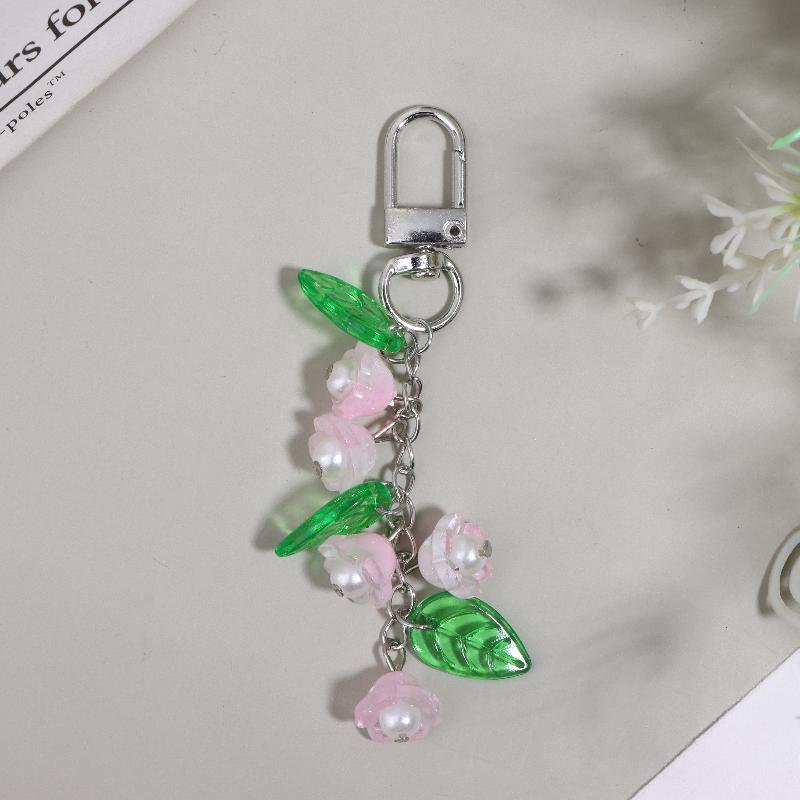 Y2K Aesthetics Lily Of The Valley Keychain Exquisite Flower Keyring Bag Pendant Sweet Girly Phone Lanyard Holiday Gifts