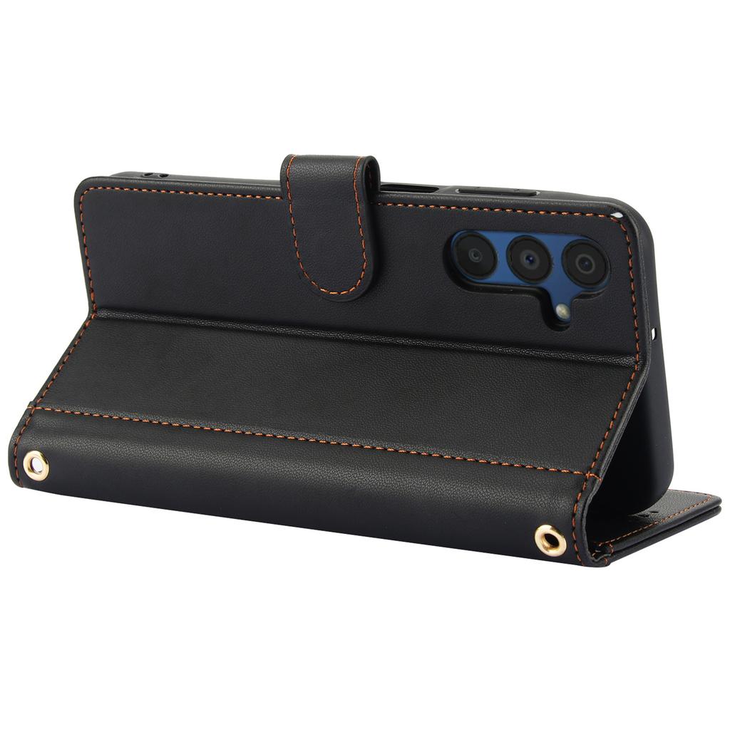 SY-003 For Samsung Galaxy A55 5G Case PU Leather Stand View Phone Wallet Cover with Hand Strap