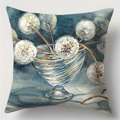 Home Decor Floral Patterns: Dandelions, Lilacs & Lilies Pattern Cushion Cover Suitable For Sofa Bedroom Car Pillow Cover