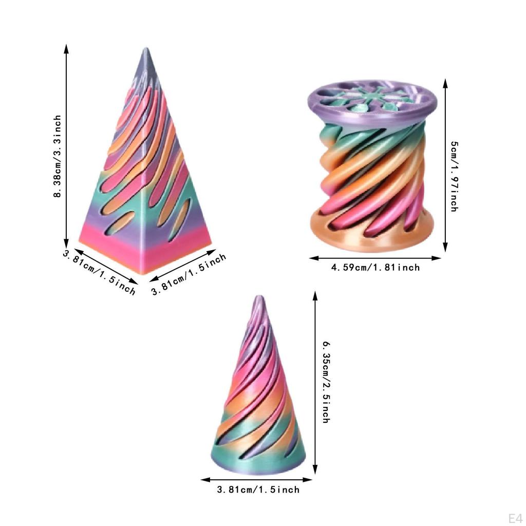 3 Packs Impossible Cone Table Decoration Creative Fun Spiral Fidget Toy Style A