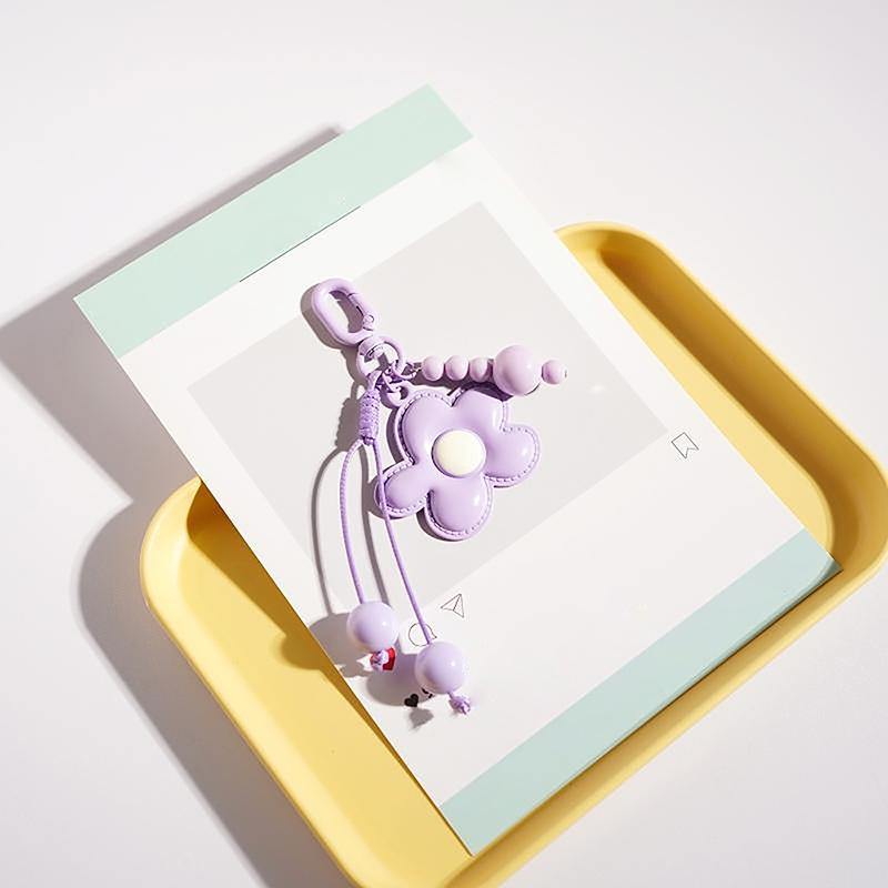 Y2K Candy Color Flower Keychain Sweet Cute Keyring Lovely Bag Pendant Hanging Decoration Couple Key Holder Gifts