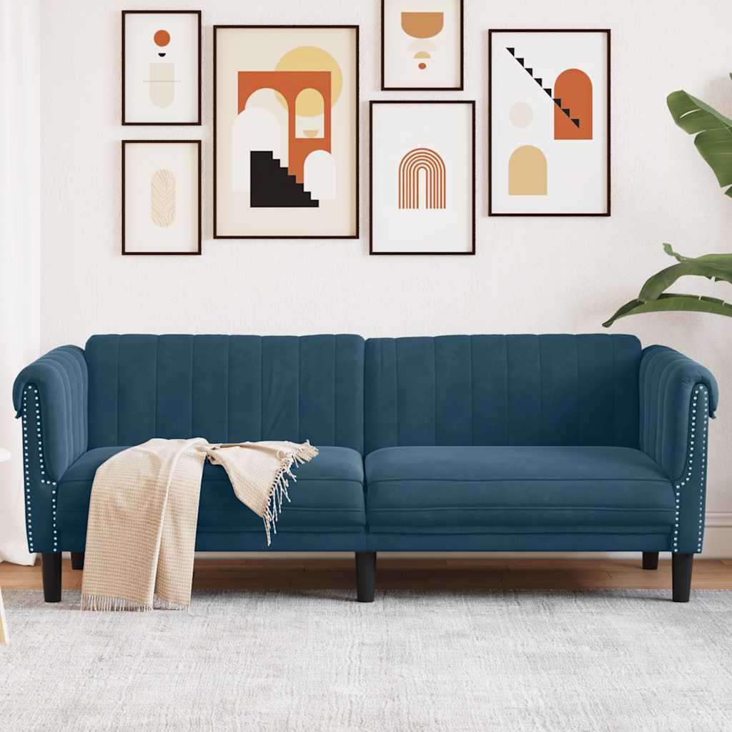 3 Seater Sofa Blue Velvet