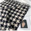Black and White Plaid Scarf Women's Autumn and Winter New Imitation Cashmere Fringed Scarf Thickened Warm Shawl