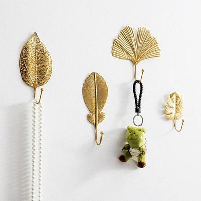 Nordic Light Luxury Gold Leaf Wall Hook Clothes Punch-free Wall Hanger Clothes Key Hook Decoration Home Storage