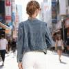 Giacca di Jeans con Perline Versatile di Alta Qualità Resistente