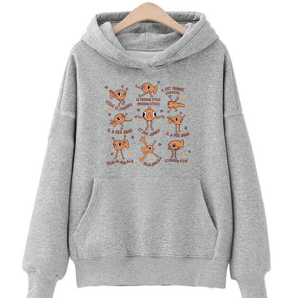 Le Poisson Steve Funny Fish Meme Hoodies Fashion Harajuku Humor Graphic Sweatshirts Men Women Oversized Casual Creative Pullover