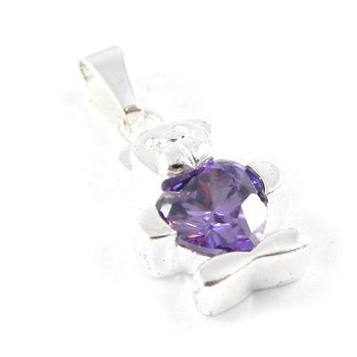 [G1602] - Amethyst 'Teddy Love' Silver Pendant